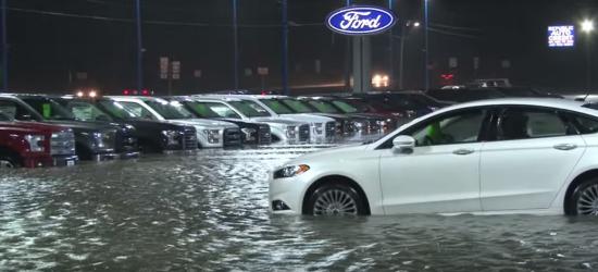 xe Ford bị ngập vì mưa lũ