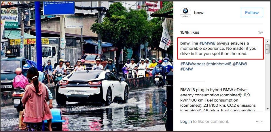 BMW i8 đi phố ngập nước ở Việt Nam lên mạng thế giới