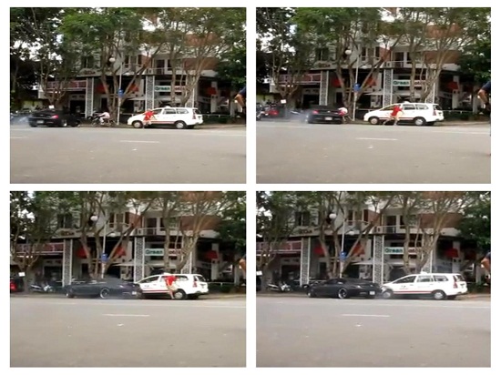 Clip biểu diễn drift BMW M6 bất thành, va vào xe Toyota Innova