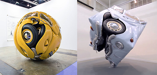 Ép vuông, vo tròn xe VW Beetle thành tác phẩm nghệ thuật.