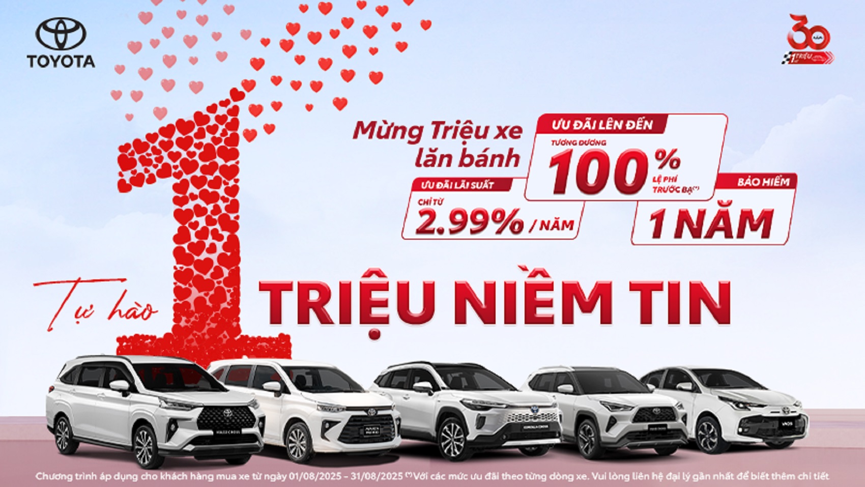 Toyota kỷ niệm cột mốc 1 triệu xe bằng nhiều chương trình khuyến mại hấp dẫn