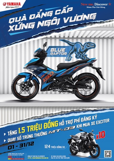 Nắm cơ hội trúng MT-03 trị giá 124 triệu đồng khi mua Exciter dịp cuối năm