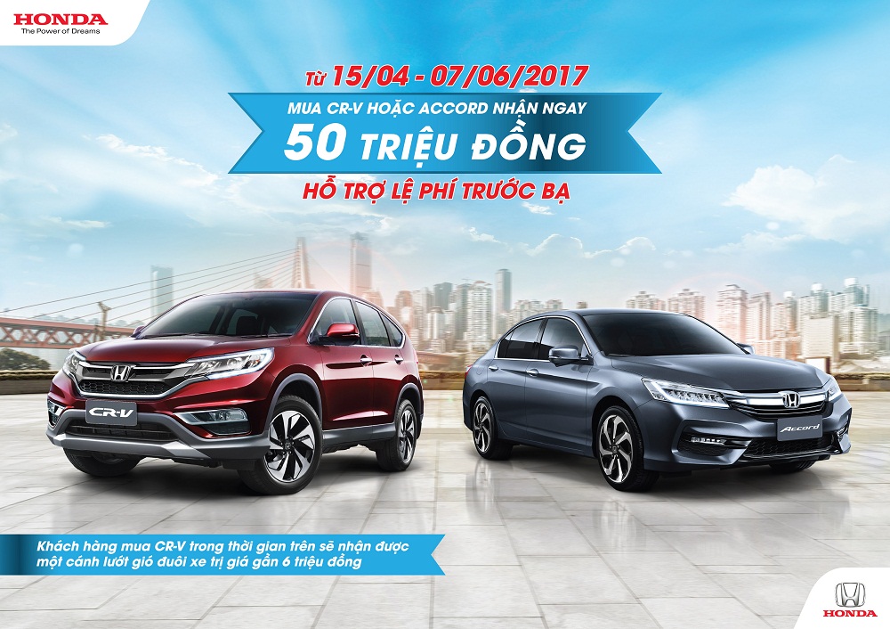 Honda Accord và CR-V tiếp tục khuyến mãi thêm 50 triệu đồng